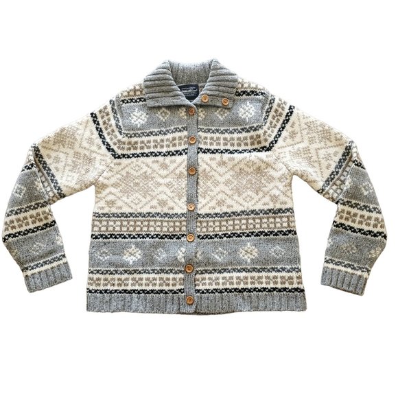 Eddie Bauer Sweaters - Eddie Bauer lambswool fair isle cardigan sweater